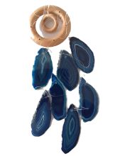 Achatscheiben-Mobile blau| Windspiel mit Achatscheiben | Dekorations Hänger schöner Klang für Fenster und Garten | Achatmobile N148