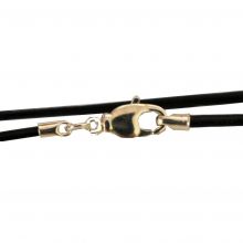 Lederband mit Verschluss | Länge ca. 46 cm | Farbe schwarz | schmale Endkappe dadurch für viele Trommelsteine geeignet