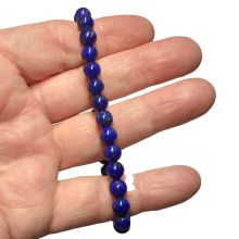Lapislazuli Kugel Armband | kleine blaue Perlen auf Strechband | Lapis Armschmuck | Steinarmband echt