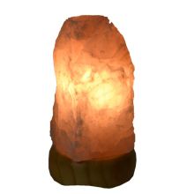 Rosenquarz Edelstein-Lampe | Rohsteinlampe aus echtem Rosenquarz | kleine Rosa Quarz Leuchte ca.1 kg auf hellem Holzsockel | Schönes warmes Edelstein-Licht