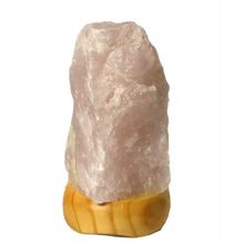 Rosenquarz Lampe, Edelstein Beleuchtung, kleine Rosa Kristall Lampe, komplett mit Holzsockel