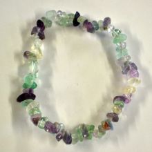 Fluorit Splitterarmband | kleine polierte Edelstein auf Strechband | echte Fluoritsteine grün-violett | Armkette