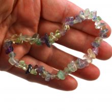 Fluorit Splitterarmband | kleine polierte Edelstein auf Strechband | echte Fluoritsteine grün-violett | Armkette