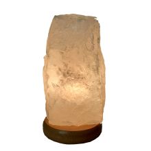 Bergkristall Stein Lampe kaufen | Naturgewachsene Kristall Leuchte die Natur belassen roh ist | Edelsteinlampe mit Holzsockel | ca. 2 kg