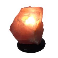 Rosenquarz Edelstein-Lampe |  Naturstein Leuchte | rosa Quarz echt beleuchtet | Rohstein mit Steinsockel dunkel | N230