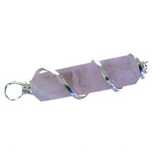 Rosenquarz Anhänger polierte Spitze, Kettenanhänger rosa Quarz, Spitze mit Spirale als Fassung