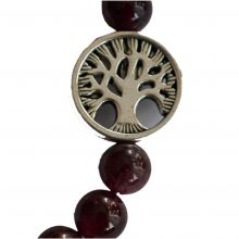 Granat Kugel Armband, mit Baum des Lebens Ornament, Granat Perlen auf Strechband