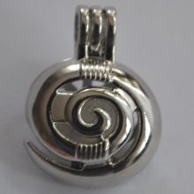Anhänger Lebensspirale | Perlenkäfig mit Amethyst Kugel | Spirale zum öffnen | Kettenanhänger Silber farbend |
