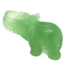 Edelstein-Tier Elefant grüner Fluorit, Tiergravur | Edelstein Figur Elefant, Glücksbringer und Heilstein, sehr beliebtes Sammelobjekt bei Groß und Klein, ca. 5 cm