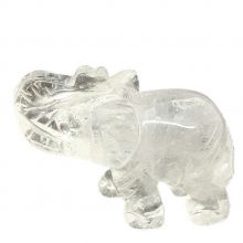 Edelsteintier Elefant, Figur aus Bergkristall | Größe ca. 5cm | Handarbeit | Glücksbringer, Sammelobjekt