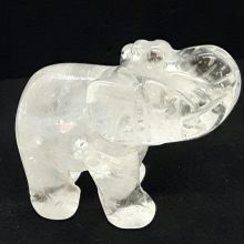 Edelsteintier Elefant, Figur aus Bergkristall, Handarbeit, Glücksbringer, Sammelobjekt, ca. 5 cm