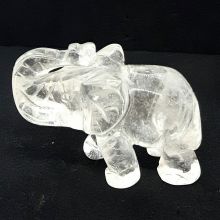 Edelsteintier Elefant, Figur aus Bergkristall, Handarbeit, Glücksbringer, Sammelobjekt, ca. 5 cm