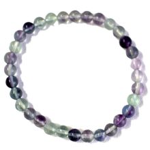 Fluorit Edelstein Kugel Armband |  Regenbogen-Fluorit Perlen ca. 6 mm Durchmesser|  Armschmuck für Damen, Herren, Jugendliche, auf Elastikband