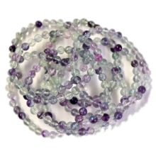Fluorit Edelstein Kugel Armband | Regenbogen-Fluorit Perlen ca. 6 mm Durchmesser| Armschmuck für Damen, Herren, Jugendliche, auf Elastikband