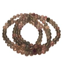 Fluorit Edelstein Kugel Armband | Regenbogen-Fluorit Perlen ca. 6 mm Durchmesser| Armschmuck für Damen, Herren, Jugendliche, auf Elastikband