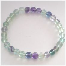 Fluorit Edelstein Kugel Armband | Regenbogen-Fluorit Perlen ca. 6 mm Durchmesser| Armschmuck für Damen, Herren, Jugendliche, auf Elastikband