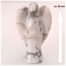 Howlith Engel-Figur, Glücksbringer, Edelsteinengel, Schutzengel, Standfigur Edelstein Handarbeit, ca. 5 cm