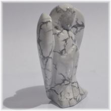 Howlith Engel-Figur, Glücksbringer, Edelsteinengel, Schutzengel, Standfigur Edelstein Handarbeit, ca. 5 cm