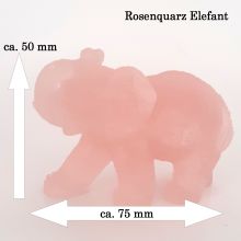Rosenquarz Elefant Edelstein Figur, Tiergravur, Edelsteintier aus rosa Quarz, Glücksbringer, Geschenk, sehr beliebtes Sammelobjekt, ca.7,5 cm