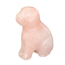 Hund Edelstein Tier aus Rosenquarz | Größe ca. 5 cm | Handarbeit aus rosa Quarz | sitzende Stein Figur