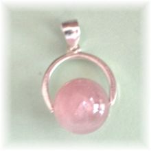 Kugel Anhänger rosa Quarz |  Rosenquarz Halsschmuck mit Silber Halter | hübscher kleiner echter Schmuckanhänger für Kette oder Lederband