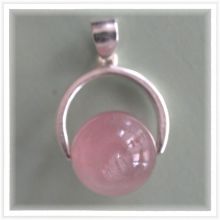 Kugel Anhänger rosa Quarz | Rosenquarz Halsschmuck mit Silber Halter | hübscher kleiner echter Schmuckanhänger für Kette oder Lederband