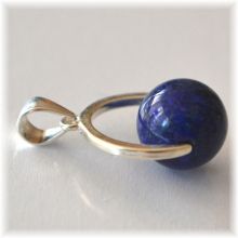 Kugel-Anhänger Lapislazuli | Edelstein blauer Lapislazuli-Kugel Schmuck-Anhänger mit Silber-Öse | Zeitloser und moderner Kettenanhänger für jeden Anlass und Gelegenheit