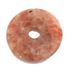Donut Anhänger, Sonnenstein Edelstein Pi Scheibe ca. 40mm