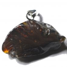 Feuer-Achat Edelstein Kettenanhänger für Damen und Herren, Schöner echter Feuerachat Edelstein-Anhänger mit 925 Sterling Silber-Öse