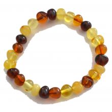 Bernstein Armband auf Strechband, echter baltischer Amber, mehrfarbig, Kugelarmband, Schmuck-Armband