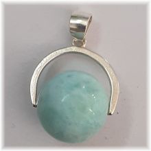 Kugel-Anhänger Larimar | Edelstein Larimar Atlantisstein-Kugel Schmuck-Anhänger mit Silber-Öse | Zeitloser und moderner Kettenanhänger für jeden Anlass und Gelegenheit