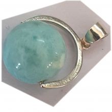 Kugel-Anhänger Larimar | Edelstein Larimar Atlantisstein-Kugel Schmuck-Anhänger mit Silber-Öse | Zeitloser und moderner Kettenanhänger für jeden Anlass und Gelegenheit