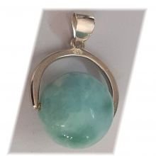 Kugel-Anhänger Larimar | Edelstein Larimar Atlantisstein-Kugel Schmuck-Anhänger mit Silber-Öse | Zeitloser und moderner Kettenanhänger für jeden Anlass und Gelegenheit