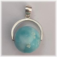 Kugel-Anhänger Larimar | Edelstein Larimar Atlantisstein-Kugel Schmuck-Anhänger mit Silber-Öse | Zeitloser und moderner Kettenanhänger für jeden Anlass und Gelegenheit