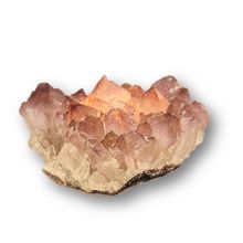 Amethyst Stein Teelicht, echtes Naturstein Amethyst Geoden Teelichthalter, wunderbares Stimmungslicht am Abend N148