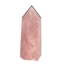 Rosenquarz Spitze, Edelstein echt poliert, rosa Quarz Therapiestein, Obelisk, Rosenquarzspitze mit Standfläche, N7075