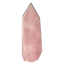 Rosenquarz Spitze, Edelstein echt poliert, rosa Quarz Therapiestein, Obelisk, Rosenquarzspitze mit Standfläche, N7075