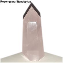 Rosenquarz Spitze, Edelstein echt poliert, rosa Quarz Therapiestein, Obelisk,  Rosenquarzspitze mit Standfläche, N7075