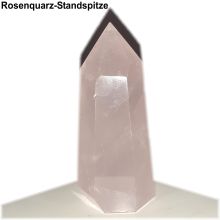 Rosenquarz Spitze, Edelstein echt poliert, rosa Quarz Therapiestein, Obelisk, Rosenquarzspitze mit Standfläche, N7075
