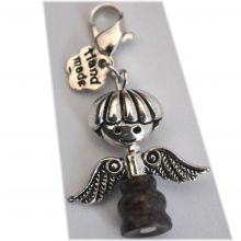Charms-Anhänger Jaspis-Engel | Bettelarmband-Ketten Anhänger mit Karabiner | zum Anhängen an Armbändern, Halsketten oder an Taschen
