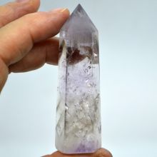 Rauchquarz-Amethyst-Quarz Spitze | sehr schöne Edelstein Kombination bei dieser Standspitze | als Dekoration zur Massage als Sammelobjekt | N80-85