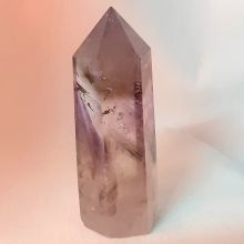 Rauchquarz-Amethyst-Quarz Spitze | besondere Edelstein Kombination bei dieser Standspitze | als Dekoration zur Massage als Sammelobjekt | N45-50