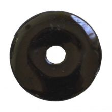 Schörl Donut Anhänger, Turmalin schwarz Edelstein Pi-Scheibe | 40 mm Durchmesser | Halsschmuck für Damen und Herren