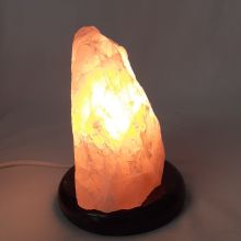 Rosenquarz Front polierte Stein Lampe, kleine Edelsteinlampe Hellrosa Kristall Edelstein-Leuchte mit Onyx Sockel dunkel