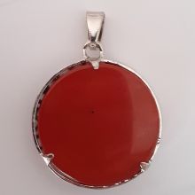 Jaspis Anhänger, Lebensbaum, Schmuck Hänger mit Symbolkraft, Baum des Lebens mit roter Jaspis Scheibe, Schlaufen Öse