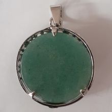 Aventurin Anhänger, Lebensbaum, Schmuck Hänger mit Symbolkraft, Baum des Lebens mit grüner Quarz Scheibe, Schlaufen Öse