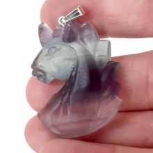 Regenbogen-Fluorit Unicorn/Einhorn Ketten-Anhänger | Schöner Edelstein-Schmuck für Damen und Mädchen | Heilstein-Schmuck mit echter Silber-Öse | Perfektes Geschenk für Ihre Liebsten