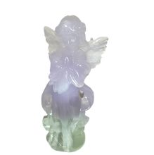 Regenbogen-Fluorit Pastell Engel, Ihr Schutzengel oder persönlicher Glücksbringer, Edelsteinengel Deko-Fluorit hell, ca. 8 cm