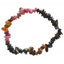 Turmalin Edelstein Armband, aus unregelmäßigen, kleinen bunten Turmalin Steinen, Stretch Armband Turmalin Kristalle, Schutzstein Splitterarmband für Damen und Herren