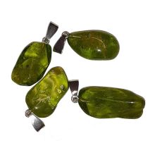 Peridot - Olivin Schmuck Anhänger | Edelstein Schmuck mit Silber Öse | Trommelstein Kettenanhänger grün